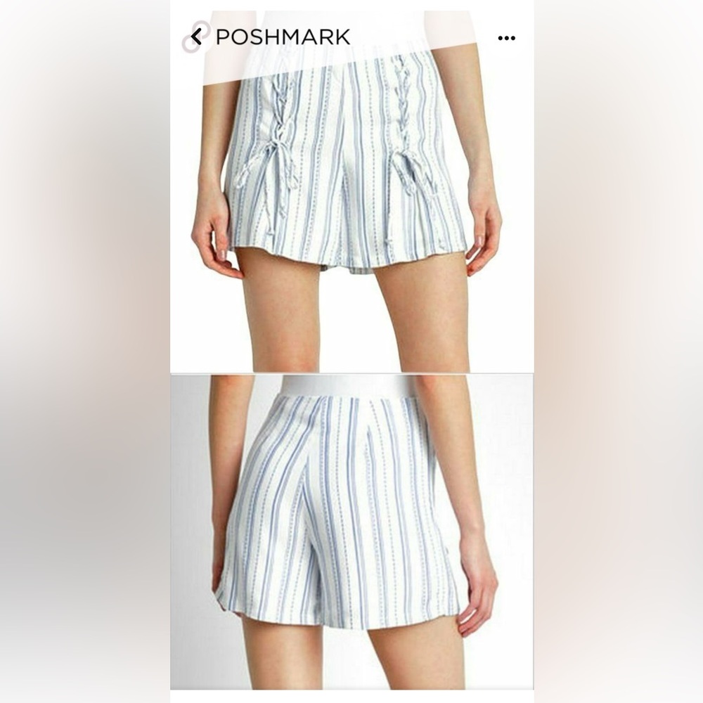 ABBELINE Women's Striped Front Lace Up Shorts Size XS NWT MSRP $68